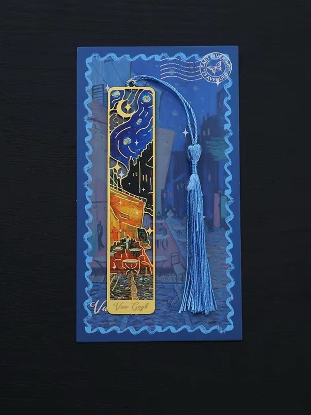 Decorative Floral & Patterned Metal Tassel Bookmark - Blue/Gold/Green - Picture 4 of 10